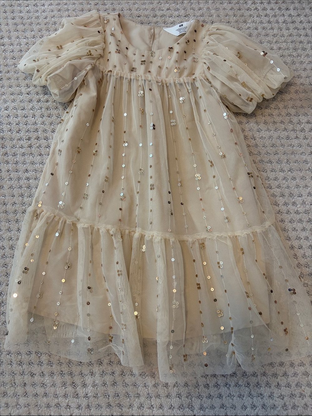 H&M Gold Sequin Tulle Party Dress for Girls